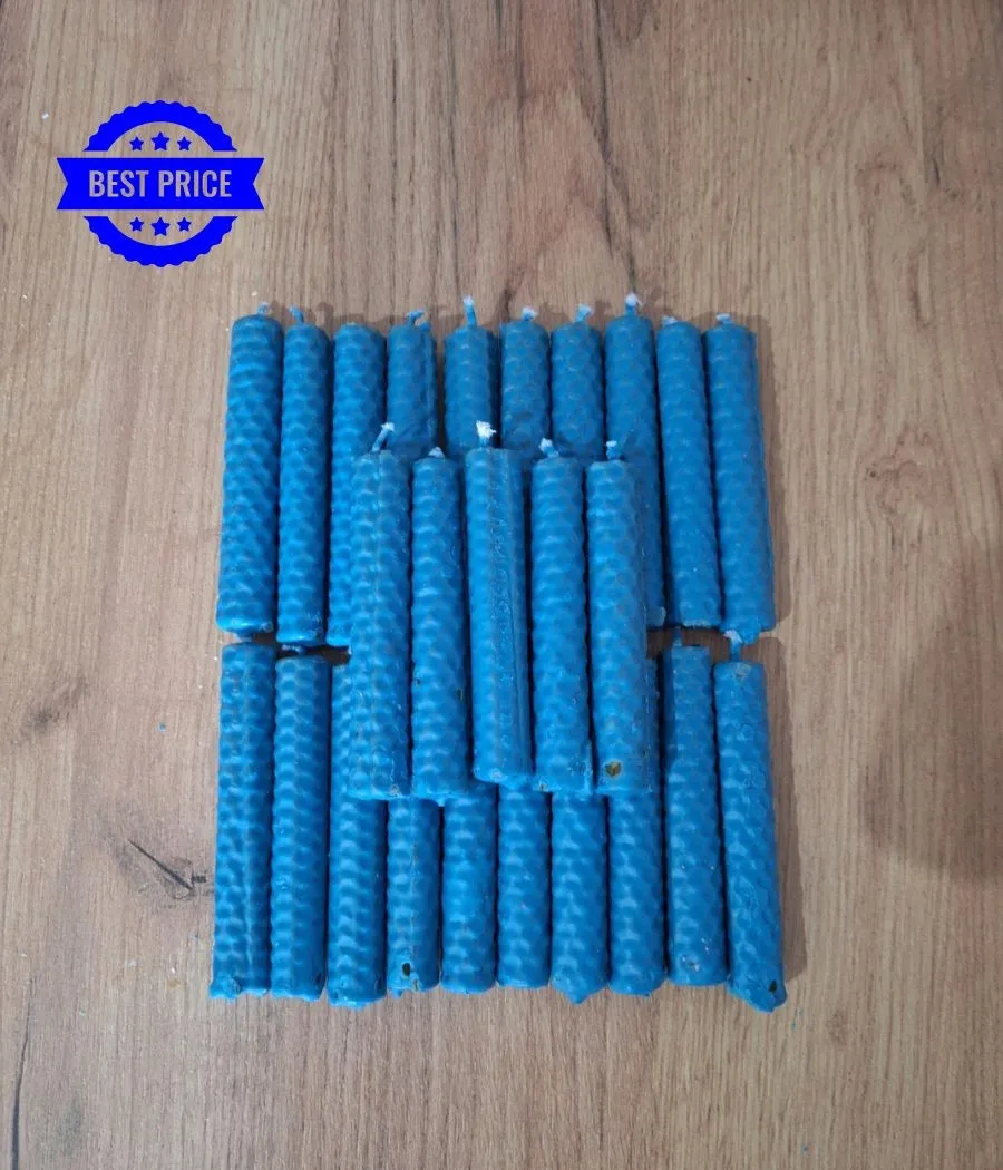 25X Azul Vela de miel de color 10x1cm