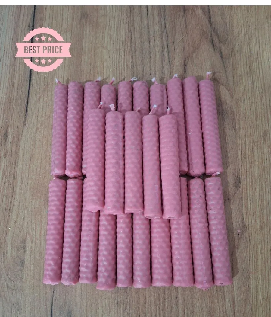 25X Rosa Vela de miel de color 10x1cm