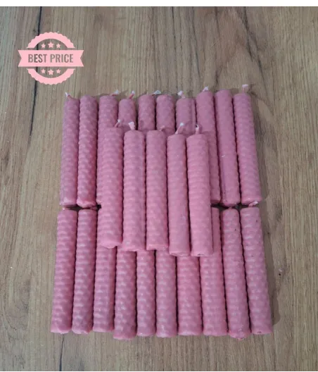 25X Rosa Vela de miel de color 10x1cm