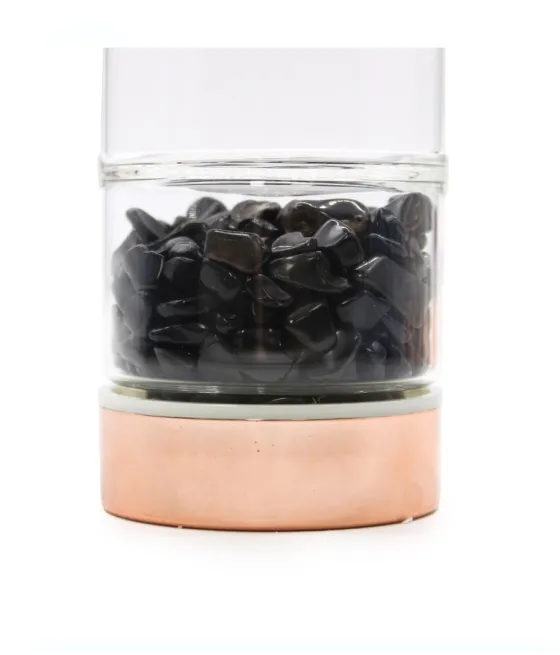 Infusionador en Botella de Cristal esotérico con piedras Onix Infusionador en Botella de Cristal esotérico con piedras Onix