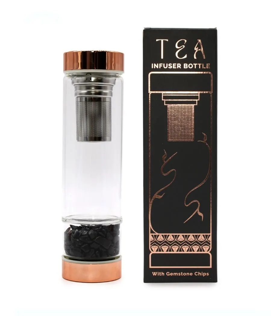 Infusionador en Botella de Cristal esotérico con piedras Onix Infusionador en Botella de Cristal esotérico con piedras Onix