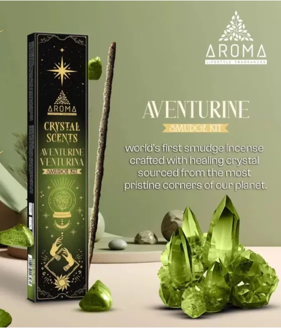Aventurina Incienso aroma Crystal Artesanal - Claridad Mental